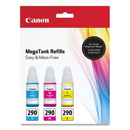 Canon 1596C005 (GI-290) Ink, Cyan/Magenta/Yellow, 3PK 1596C005